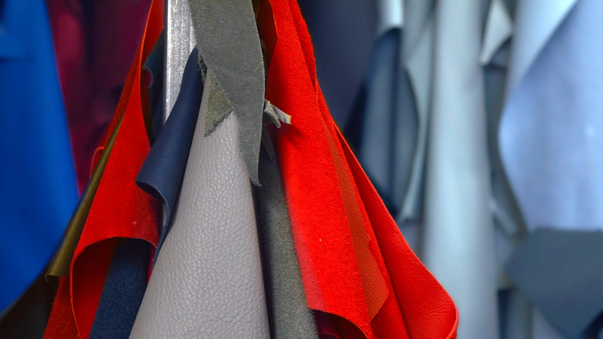 Bunte Auswahl von Rindsnappa-LederHäute