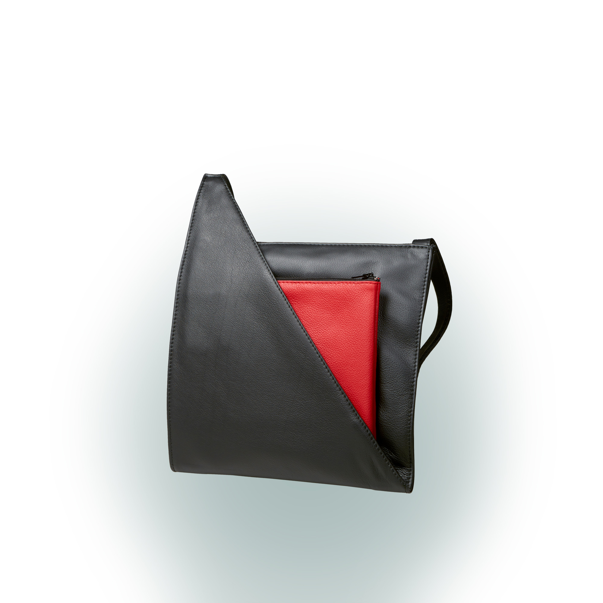 Olbrish Handtasche Genua, Nappaleder Schwarz-Rot, Größe S, Vorderwand