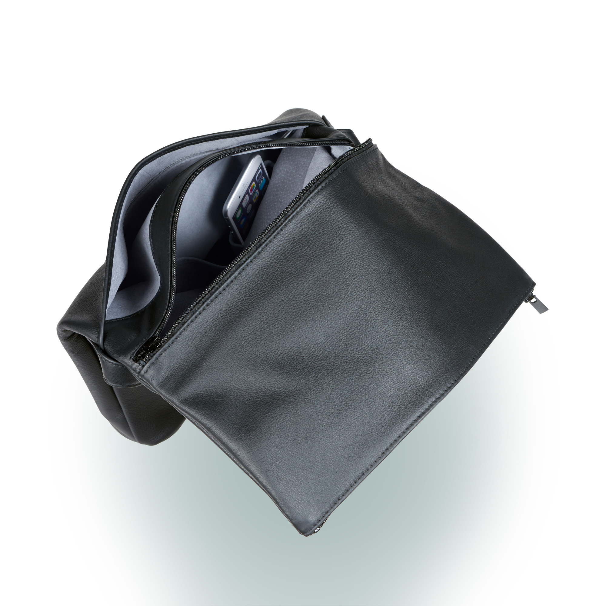 Olbrish Handtasche Chamäleon, Nappaleder Schwarz-Rot, Größe L, Innenleben